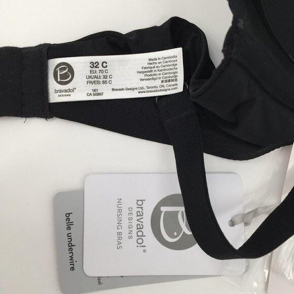 Bravado Belle Underwire nursing bra extender black pregnancy new 32C - Picture 6 of 6